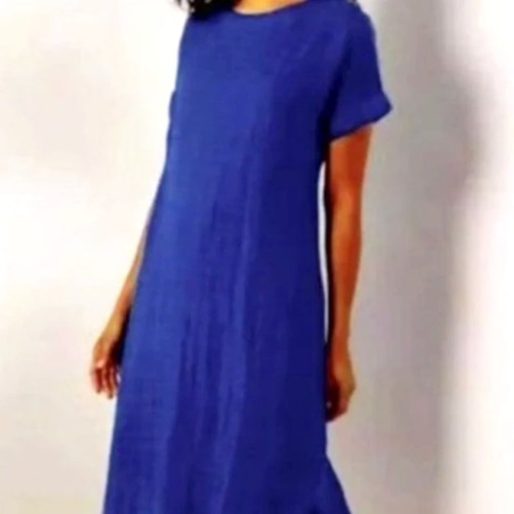 Soft Surroundings Royal Blue Gauze Dress Large